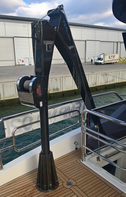 lightweight carbon davit of different size and configuration